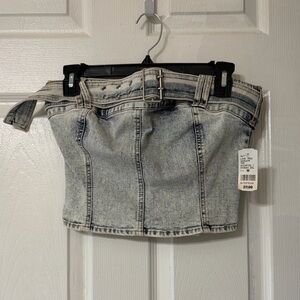 Love Tree Blue Denim Bustier with Belt